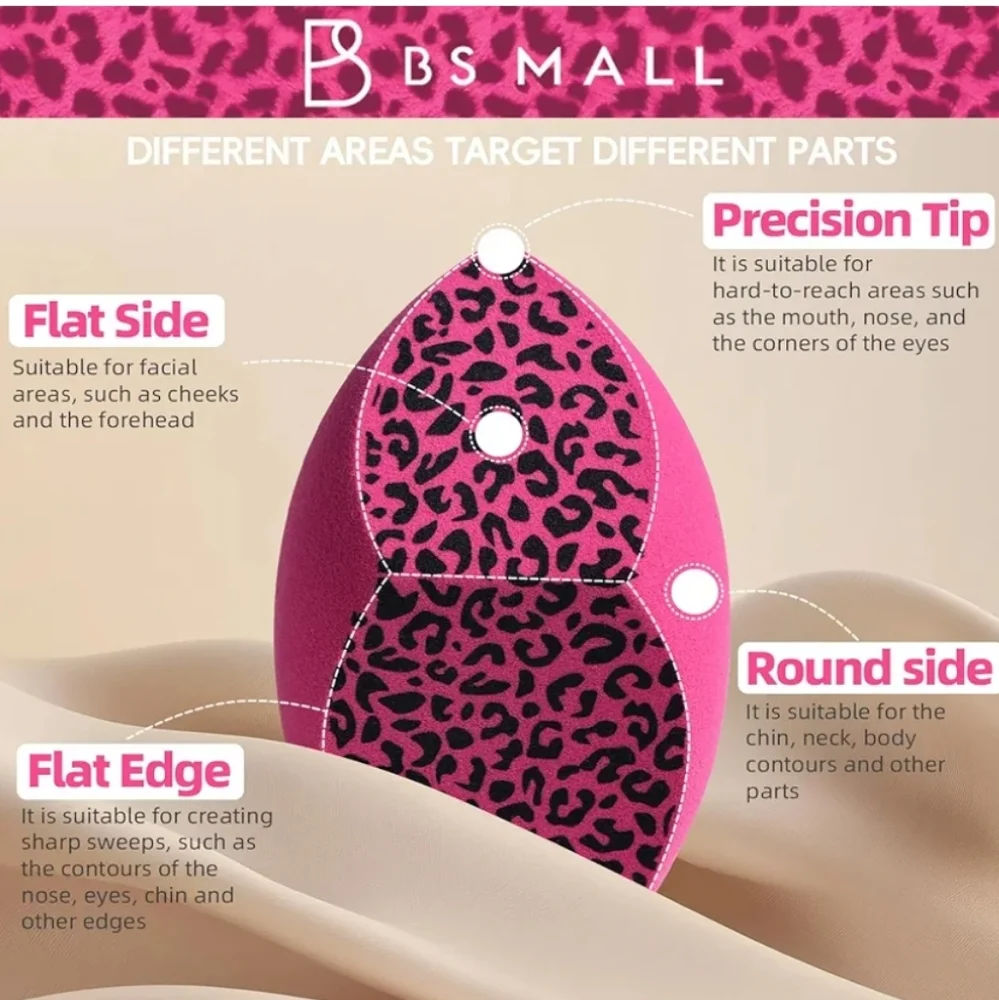 3pc Pink Leopard Makeup Sponge Set